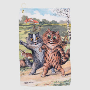 A Golfing Match, Louis Wain Golf Towel