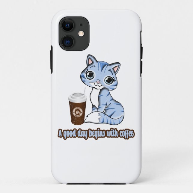 A Good Day Begins With Coffee | Cats And Coffee Case-Mate iPhone Case (Back)