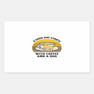 A good day starts with coffee and a dog Retro vint Sticker