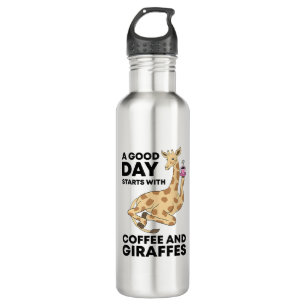A Good Day Starts With Coffee & Giraffe Gift Funny 710 Ml Water Bottle
