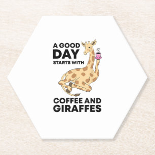 A Good Day Starts With Coffee & Giraffe Gift Funny Paper Coaster