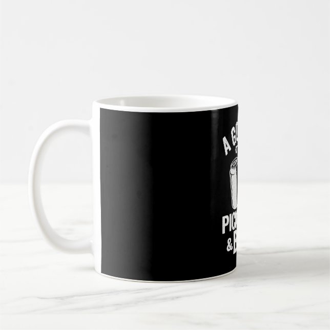 A Good Day Starts With Pickleball & Beer Funny  Coffee Mug (Left)