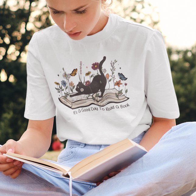 A Good Day to Read a Book Cat Book Lover T-Shirt (Creator Uploaded)