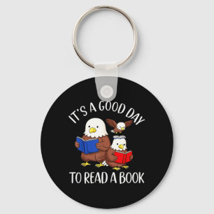 A Good Day to Read A Book Eagle Librarian Bookworm Keychain