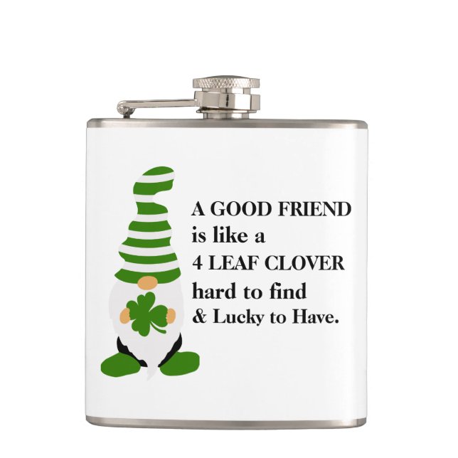 A Good Friend & Four Leaf Clover Hip Flask (Front)