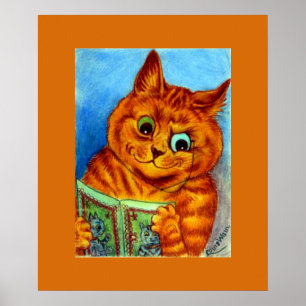 A Good Read, illustrated by Louis Wain, Poster