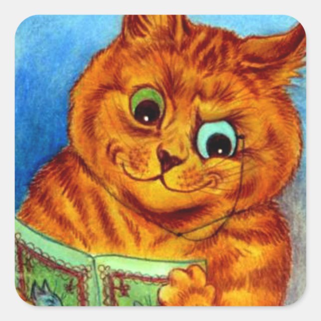 A Good Read, illustrated by Louis Wain Square Sticker (Front)