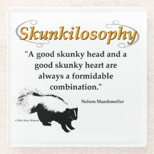 A good skunky head and a good skunky heart glass coaster