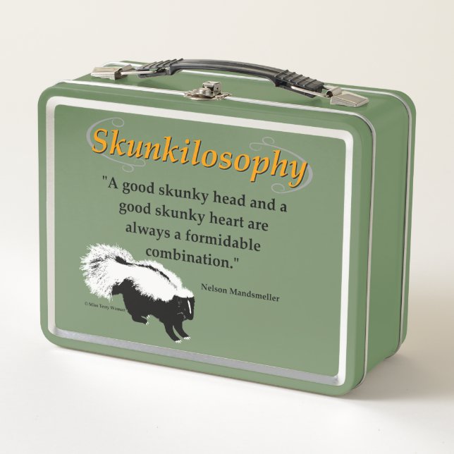 A good skunky head and a good skunky heart metal lunch box (Front)