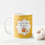 A Good & Sweet New Year! Holiday Honeycomb Gold Coffee Mug<br><div class="desc">Happy Rosh Hashanah Jewish New Year Holiday symbols gift. Torah, Honey and apple, shofar, pomegranate, star of David, gold honeycomb background, Rosh hashana, traditional fruits, autumn, sukkot. Judaica. Hand Drawn Watercolor. Home > Kitchen & Dining > Drinkware > Mugs & Cups Include - Design with custom text template. Personalize them...</div>