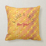 A Good & Sweet New Year! Holiday Honeycomb Gold Throw Pillow<br><div class="desc">Happy Rosh Hashanah Jewish New Year Holiday Honeycomb Watercolor Illustration. Shana Tova! Hebrew Wishes text. "A Good & Sweet New Year!" Calligraphy Text, Gold Honey comb Geometric Abstract Pattern Watercolor Illustration Modern, Autumn Holiday Festival, Birthday, Sukkot. L'Shanah Tovah Judaica. Hand Drawn Watercolor. Home > Home Décor > Pillows & Poufs...</div>