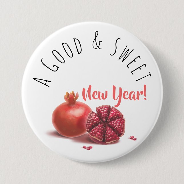 A Good & Sweet New Year! Holiday Pomegranates Butt 3 Inch Round Button (Front)