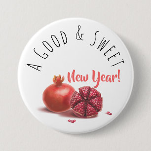 A Good & Sweet New Year! Holiday Pomegranates Butt 3 Inch Round Button