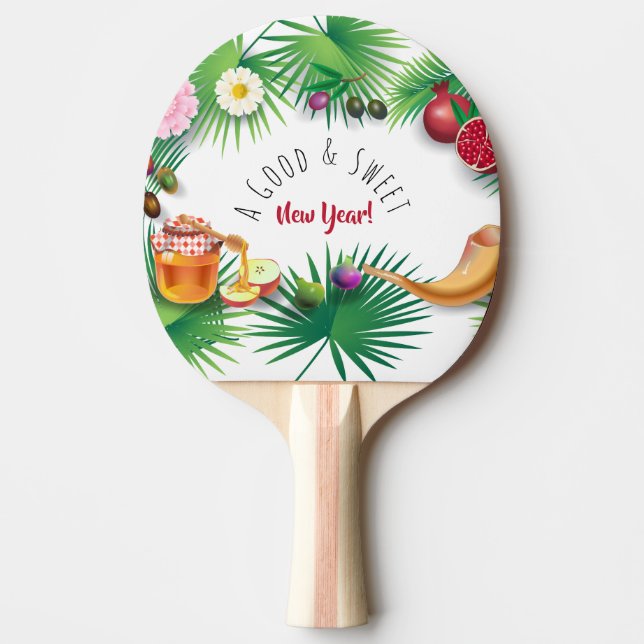 A Good & Sweet New Year! Holiday Rosh Hashanah Ping Pong Paddle (Front)