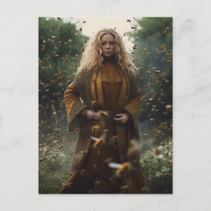 A Gorgeous Blonde Goddess of the Honey Bees Postcard