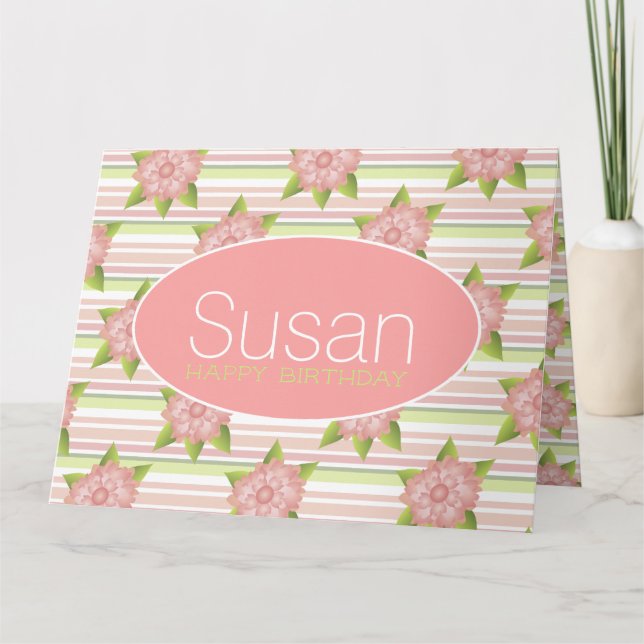 A Gorgeous Personalized Flowered Birthday Card (Front)