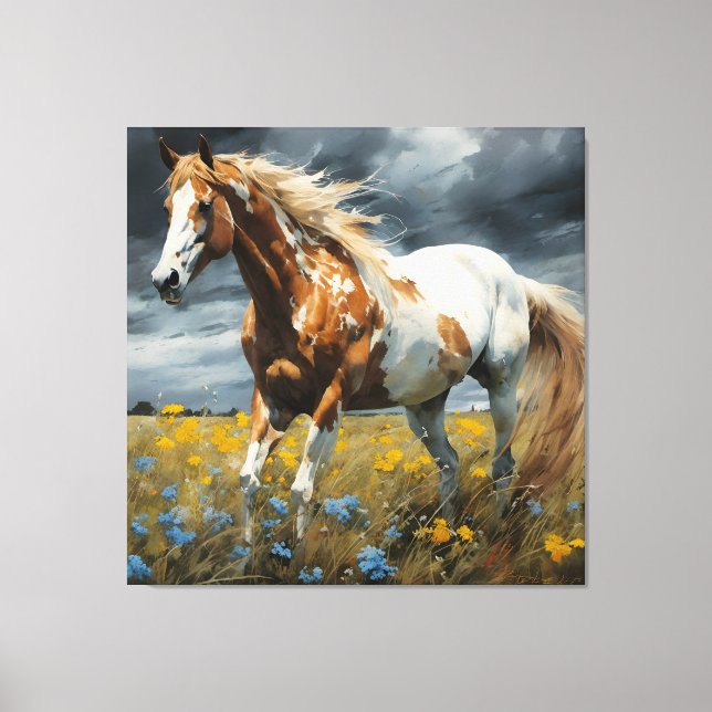 A Gorgeous Pinto Horse Canvas Print (Front)