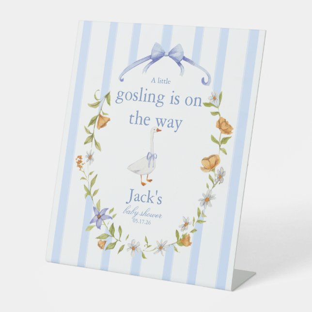 a gosling blue pedestal sign (Front)