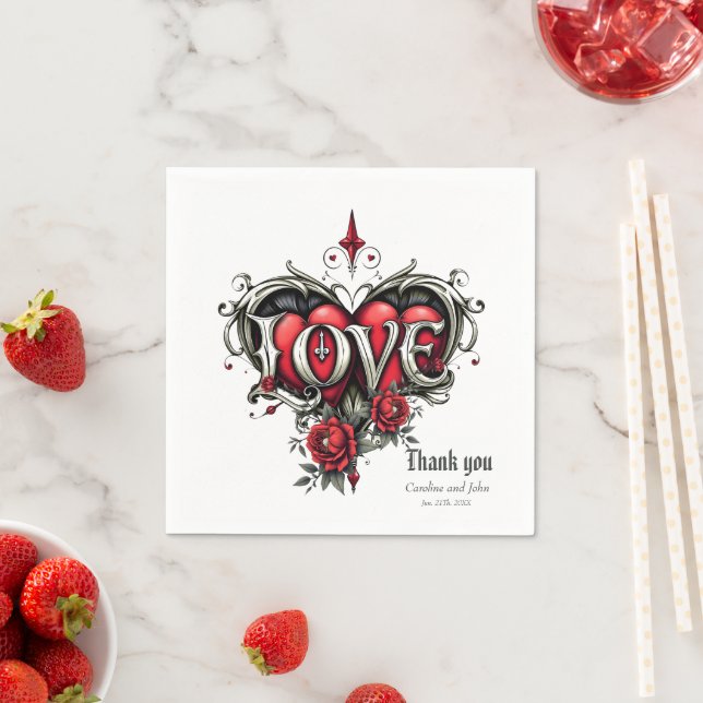 A gothic romance. An ornate, gothic-style Napkin (Insitu)