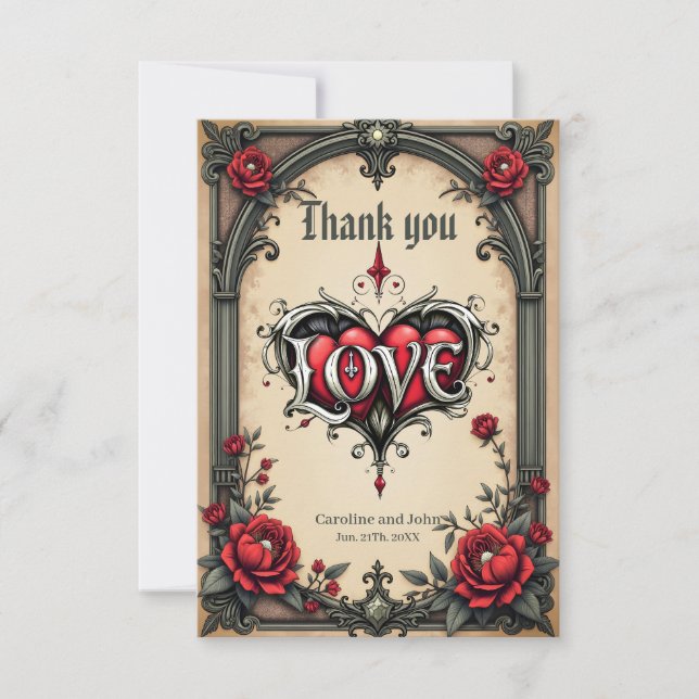 A gothic romance. An ornate, gothic-style Thank You Card (Front)