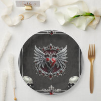 A Gothic symbiosis, elegant haert and skulls.