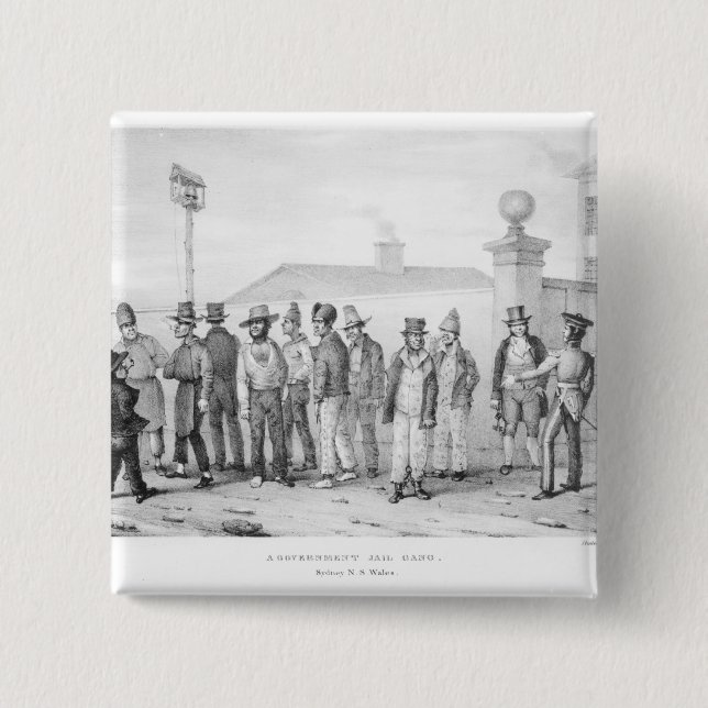 A Government Jail Gang 2 Inch Square Button (Front)
