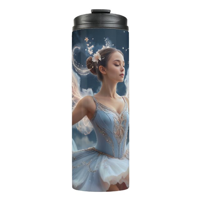 A Graceful Ballerina With Flower-like Wings Dancin Thermal Tumbler (Front)