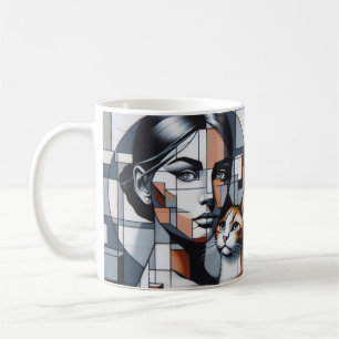 A Graffiti Cat Lady with her cat. Coffee Mug