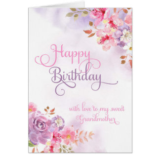 À Grand-mère, aquarelle d'anniversaire heureuse