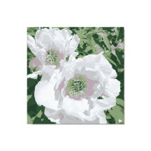 A grand white peony on canvas.