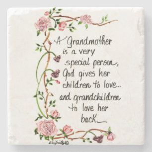 A Grandmother is Special Person Floral text Adult  Stone Coaster