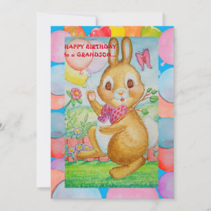 A Grandsons Birthday Flat Holiday Card