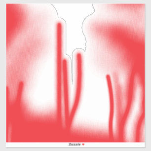 A graphic design featuring bold red and orange sha