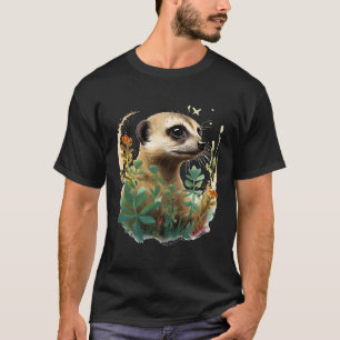 A Graphic Drawing Of A Meerkat Amidst Leaves And F T-Shirt