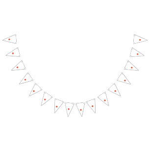 A graphic motif featuring interlocking red and ora bunting flags