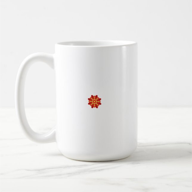 A graphic motif featuring interlocking red and ora coffee mug (Left)