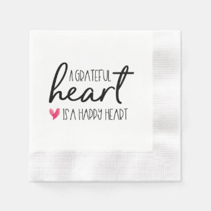 A grateful heart is a happy heart typography napkin