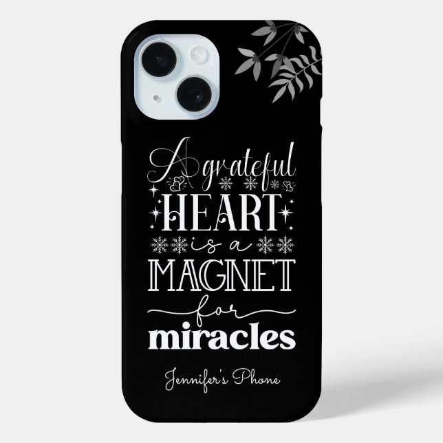 A grateful heart, White text Motivational  Case-Mate iPhone Case (Back)