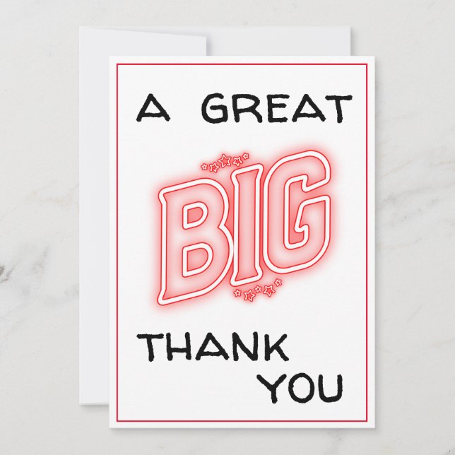 A Great Big Thank You Black and Red Typography  Card (Front)