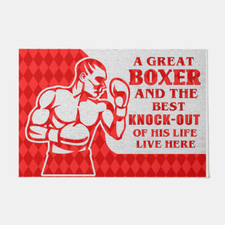 A Great Boxer Lives Here Mat, Boxer Funny Doormat