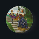 A Great Lady, c. 1910 by John Collier 2 Inch Round Button<br><div class="desc">A Great Lady, c. 1910 by John Collier (1850–1934). John Collier was an English painter and writer, who painted in the Pre-Raphaelite style. 19th and early 20th Century Pre-Raphaelite paintings and art often had a medieval theme, focusing on topics of chivalry and romanticism.</div>