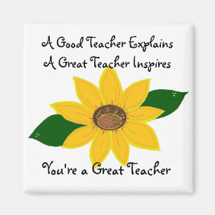A Great Teacher Sunflower Design Magnet