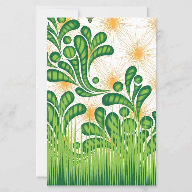 A green and gold artistic pattern depicting a tree (Front)