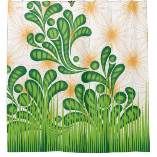 A green and gold artistic pattern depicting a tree