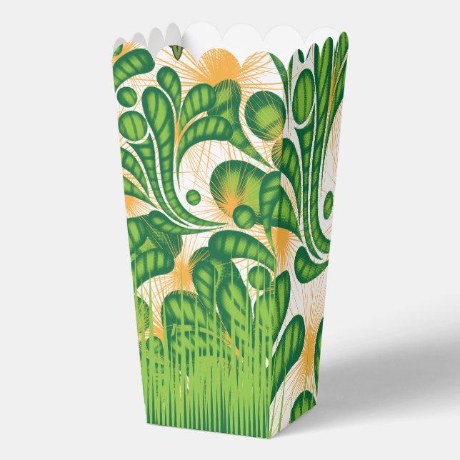A green and gold artistic pattern depicting a tree favor box (Back)