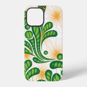A green and gold artistic pattern depicting a tree iPhone 12 case