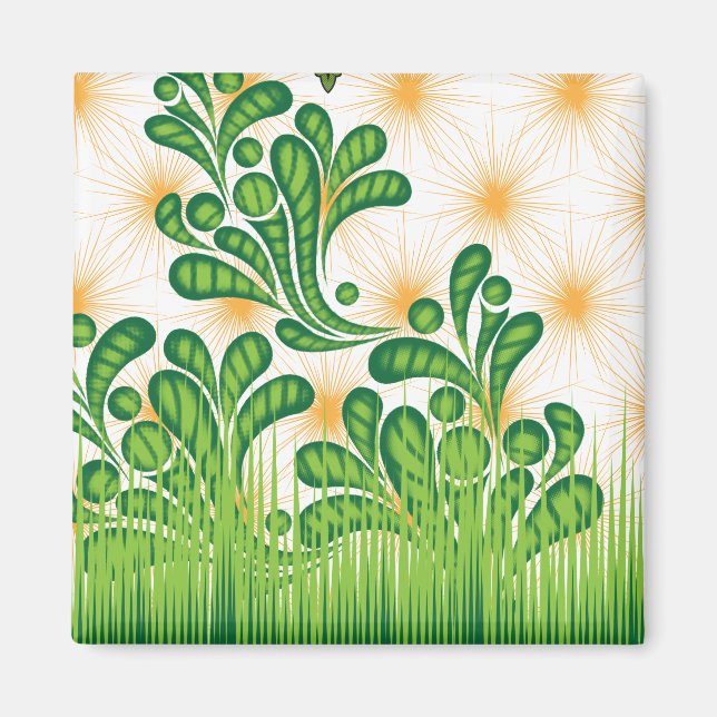 A green and gold artistic pattern depicting a tree magnet (Front)