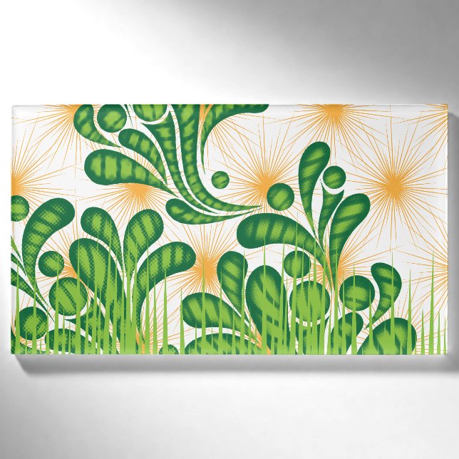 A green and gold artistic pattern depicting a tree name tag (Front)