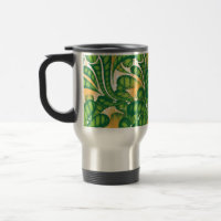 A green and gold artistic pattern depicting a tree
