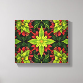a green and red flower canvas print